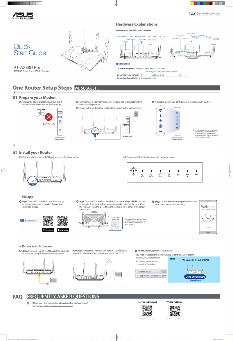 Page 1 de la notice Manuel utilisateur Asus RT-AX88U Pro