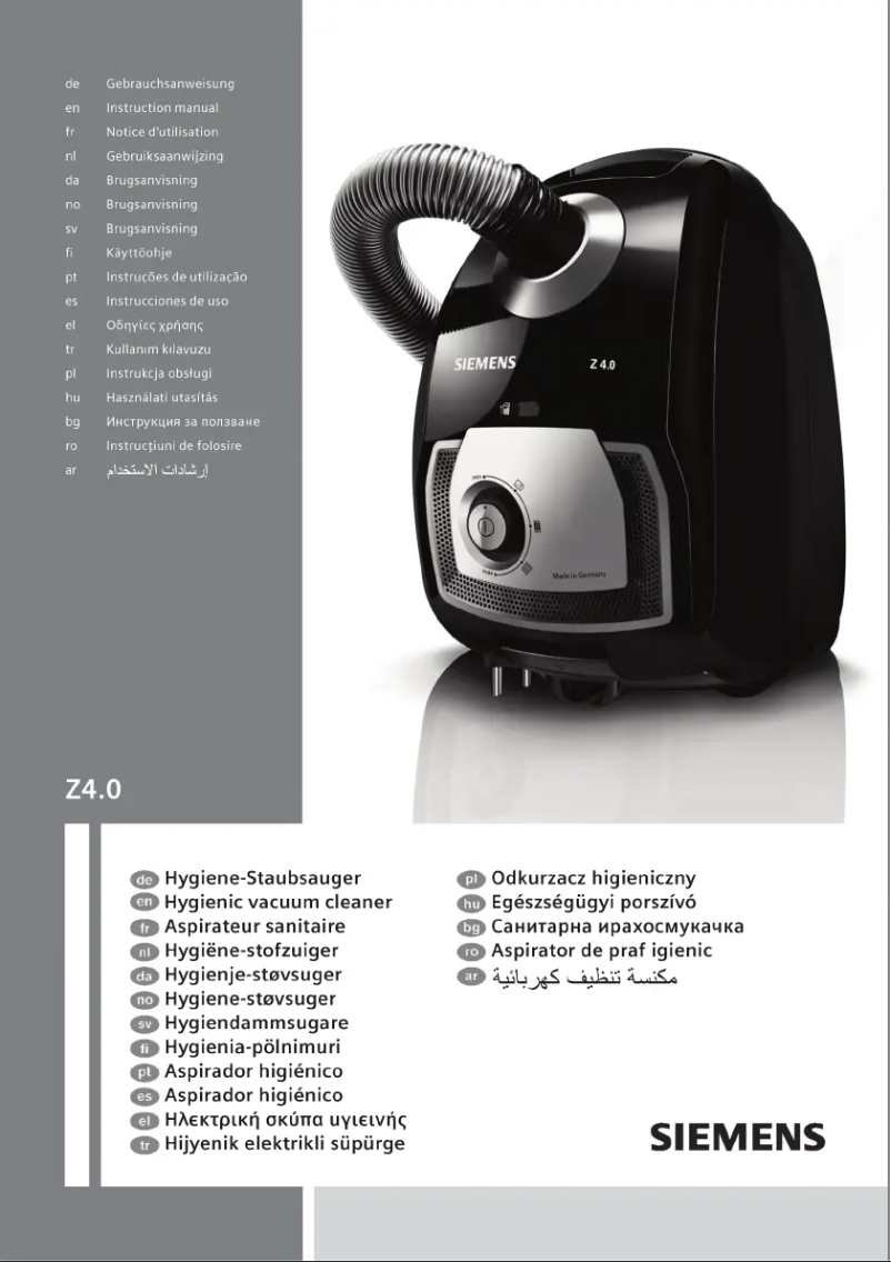 Page 1 de la notice Manuel utilisateur Siemens VSZ4G332CH