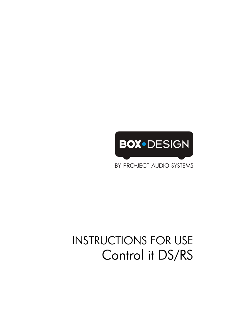 Page 1 de la notice Manuel utilisateur Pro-Ject Control it DS