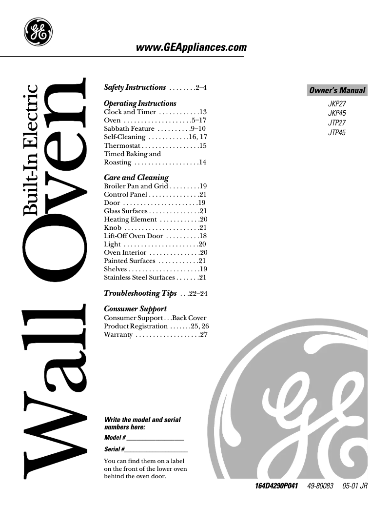 Image de la première page du manuel de l'appareil JKP45WDWW