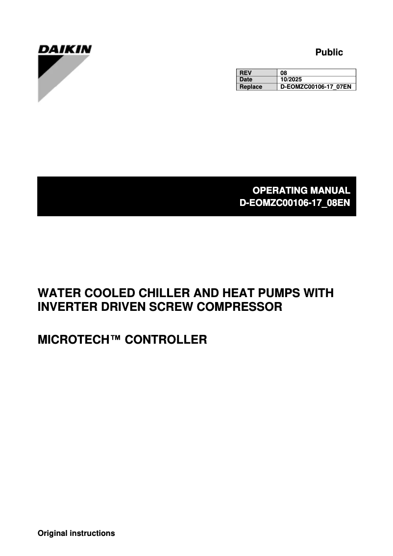 Page 1 de la notice Manuel utilisateur Daikin EWWSC10VZSSA1