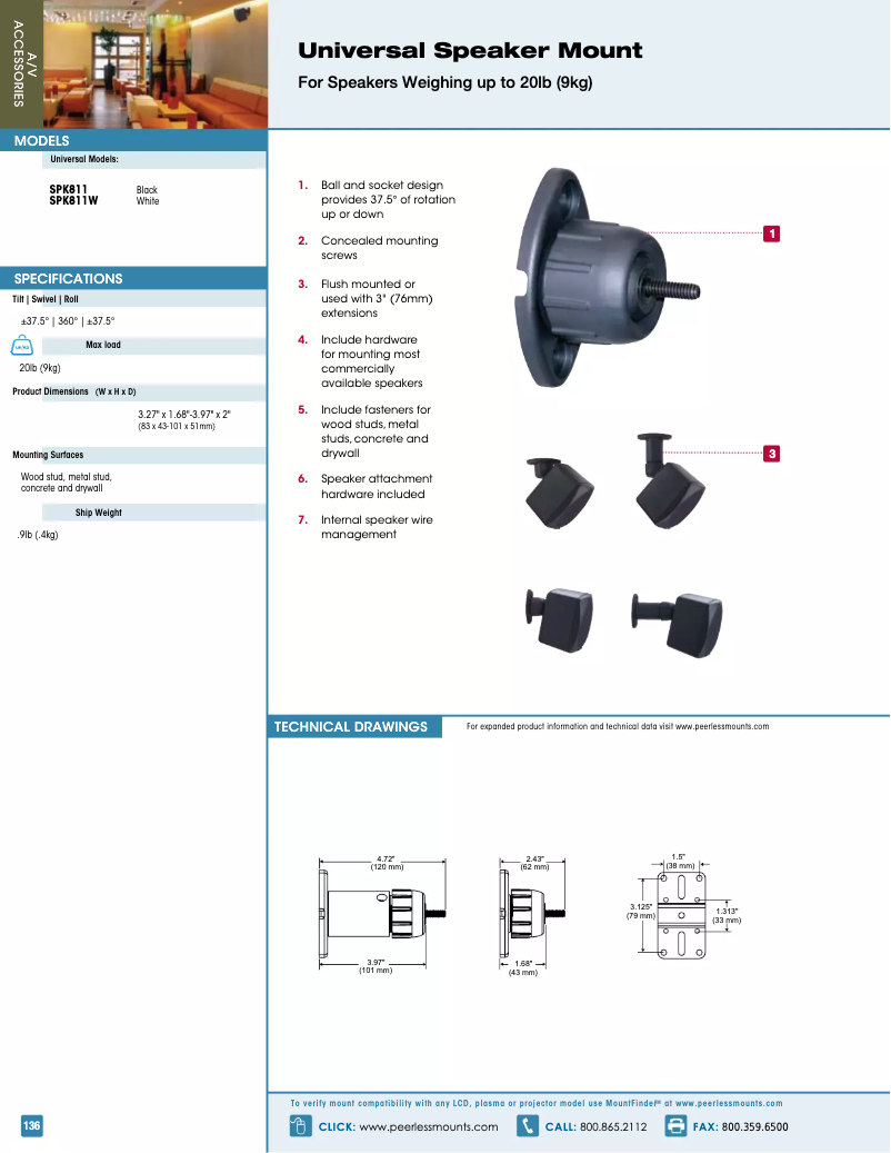 Página 1 del manual Manual de usuario Peerless-AV SPK811