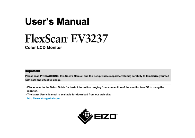 Page 1 de la notice Manuel utilisateur Eizo FlexScan EV3237