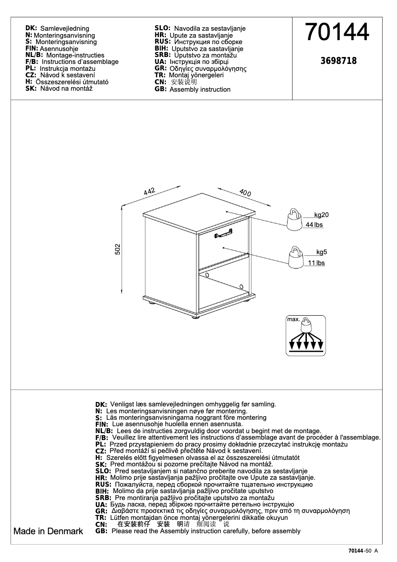 Page 1 de la notice Manuel utilisateur JYSK RAVNHOLT