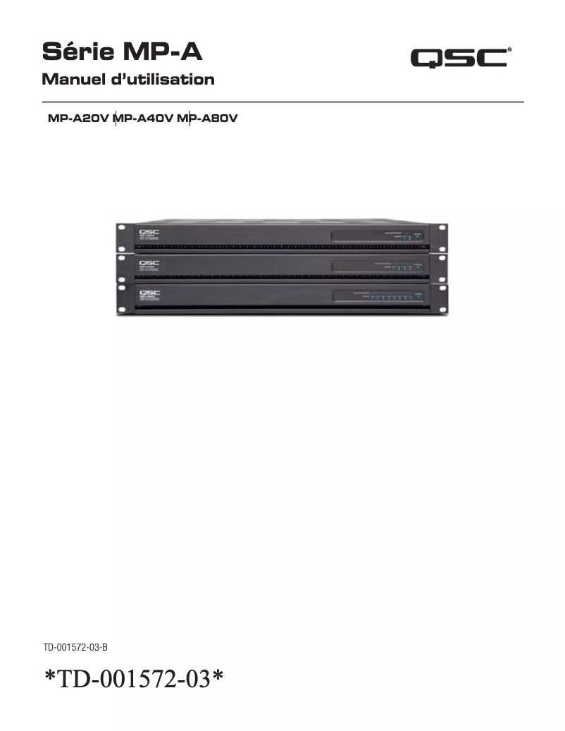 Page 1 de la notice Manuel utilisateur QSC MP-A20V