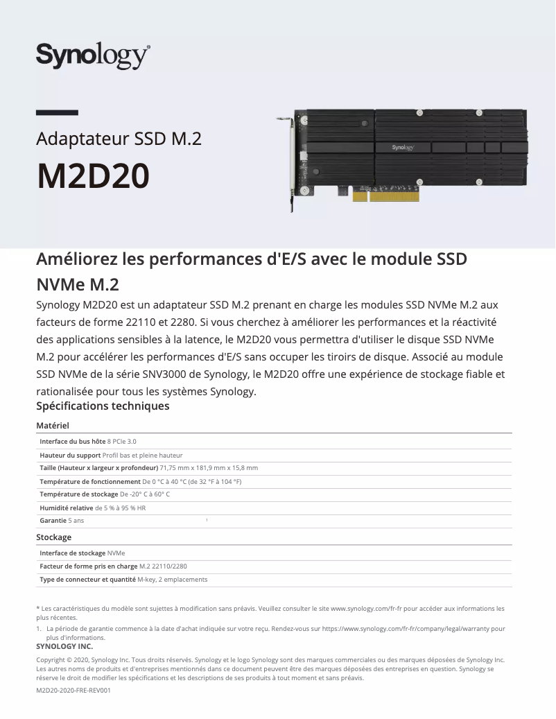 Image de la première page du manuel de l'appareil M2D20