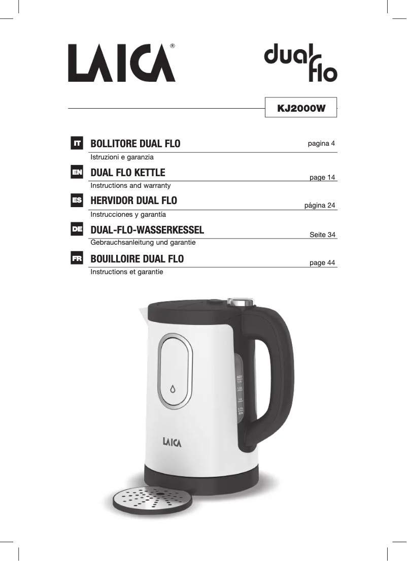 Page 1 de la notice Manuel utilisateur Laica Dual Flow KJ2000W