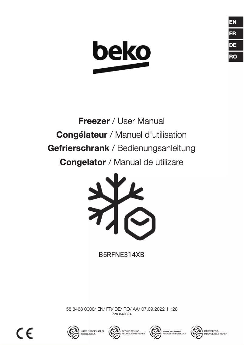 Page n°1 - Manuel utilisateur Beko B7RFNE315XP