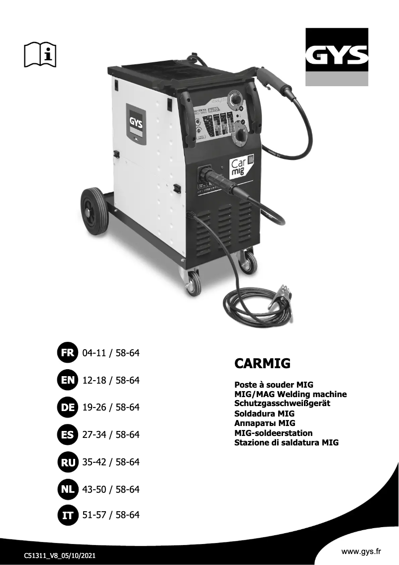 Page n°1 - Manuel utilisateur GYS Carmig