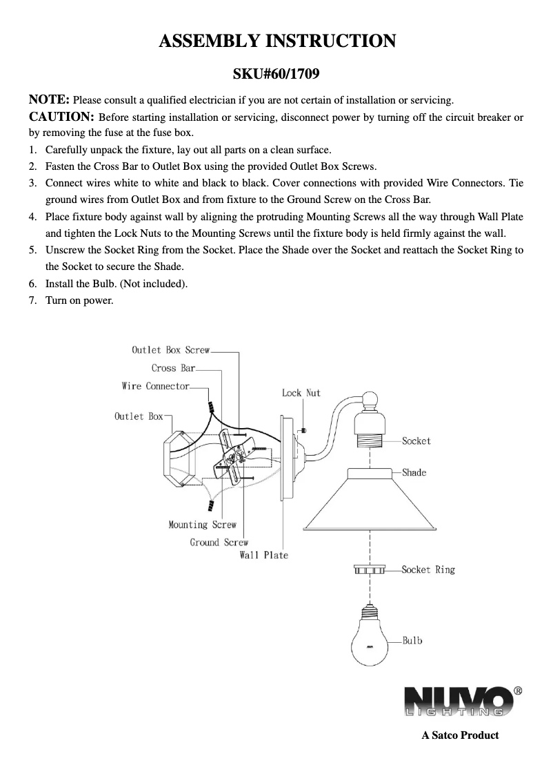 Page 1 de la notice Manuel utilisateur NUVO Bridgeview 60/1709