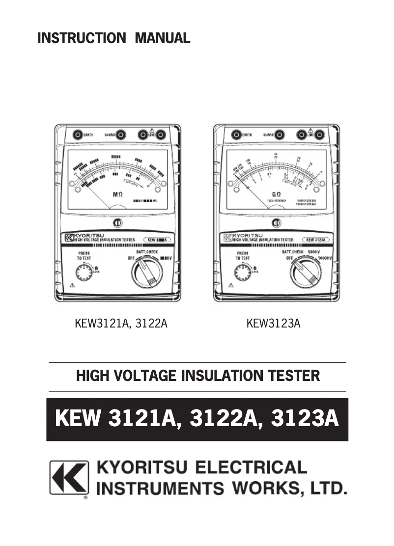 Page n°1 - Manuel utilisateur Kyoritsu KEW3123A