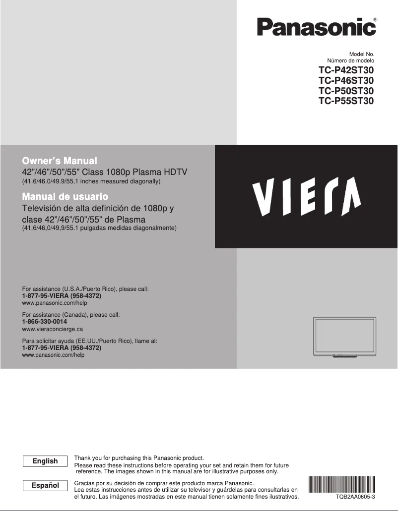 Image de la première page du manuel de l'appareil Viera TC-P55ST30