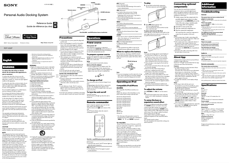 Imagen de la primera página del manual del dispositivo RDP-X30IP