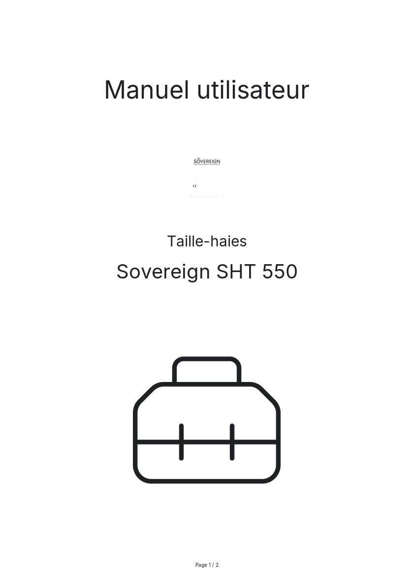 Page n°1 - Manuel utilisateur Sovereign SHT 550