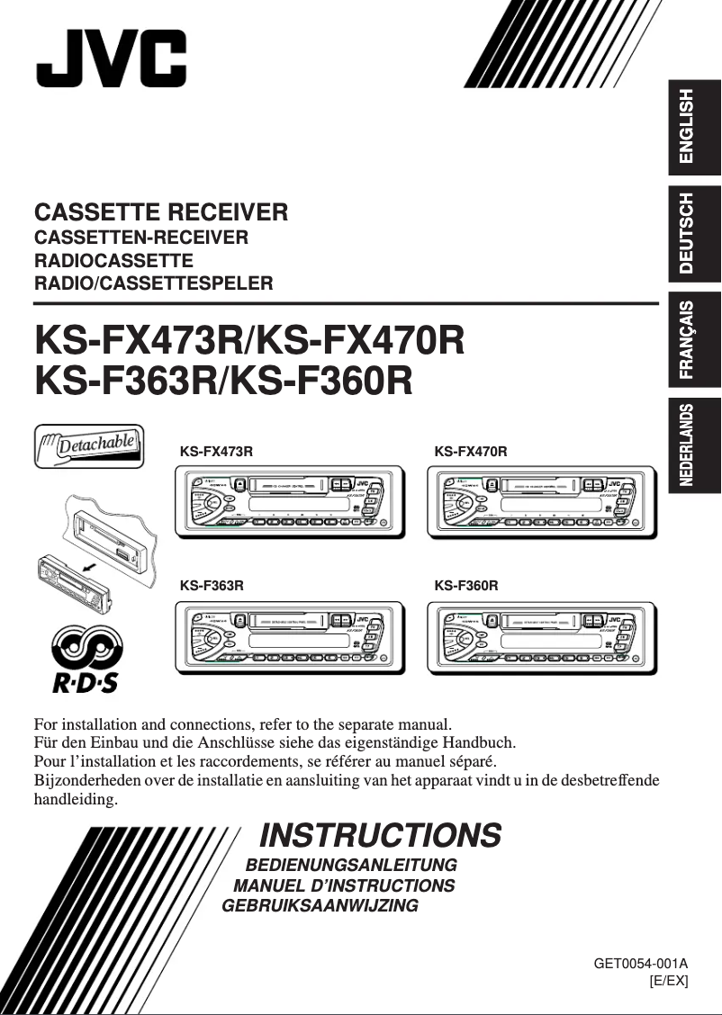 Page 1 de la notice Manuel utilisateur JVC KS-F363R