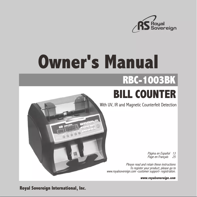 Page n°1 - Manuel utilisateur Royal Sovereign RBC-1003BK