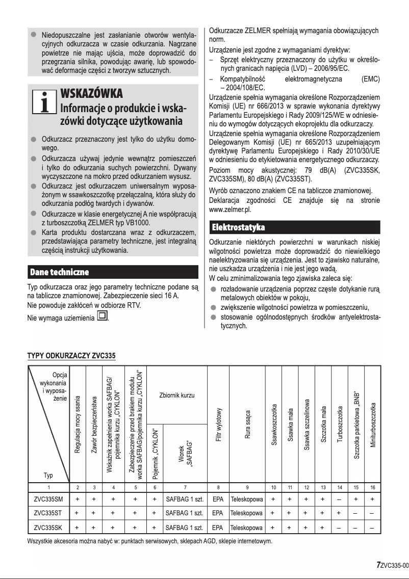 Page 1 de la notice Mode d'emploi Zelmer Voyager Twix ZVC335ST