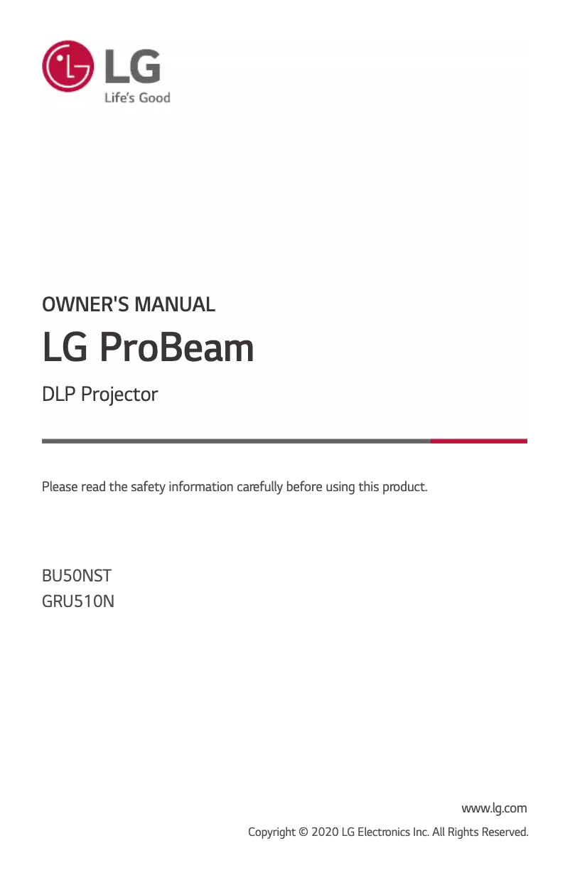 Page 1 de la notice Manuel utilisateur LG ProBeam GRU510N