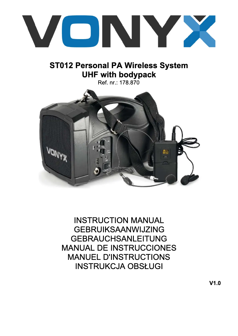 Page 1 de la notice Manuel utilisateur Vonyx ST012