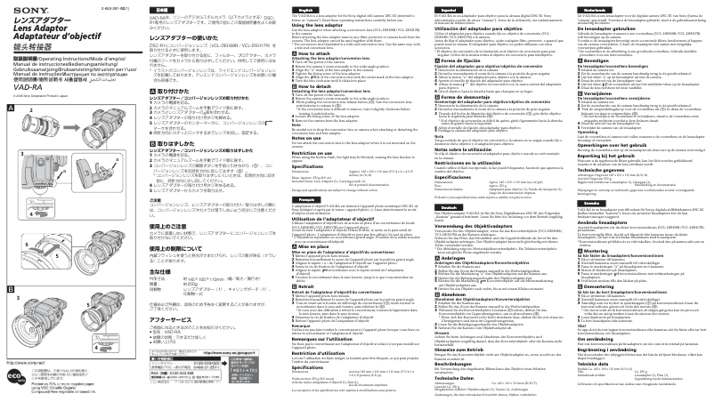 Image de la première page du manuel de l'appareil VAD-RA