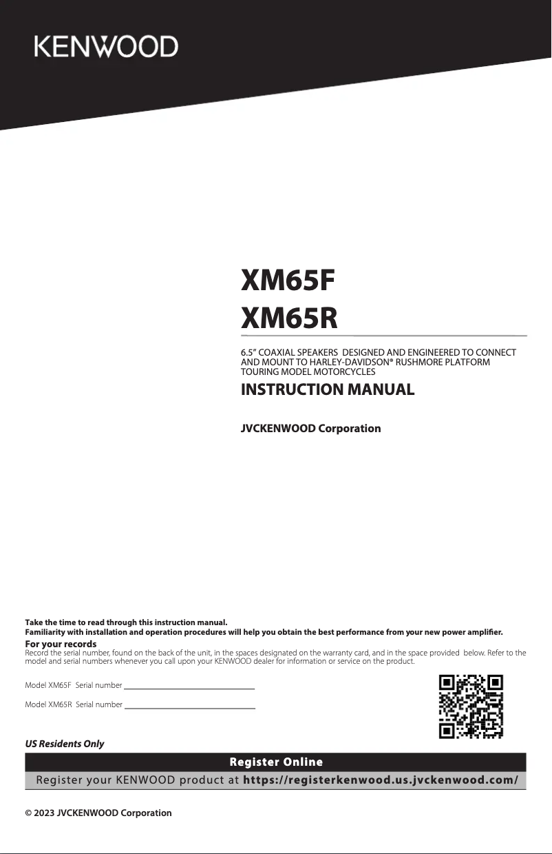 Page 1 de la notice Manuel utilisateur Kenwood XM65R