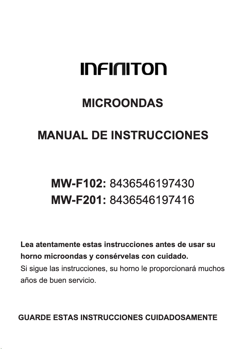 Page n°1 - Manuel utilisateur Infiniton MW-F102