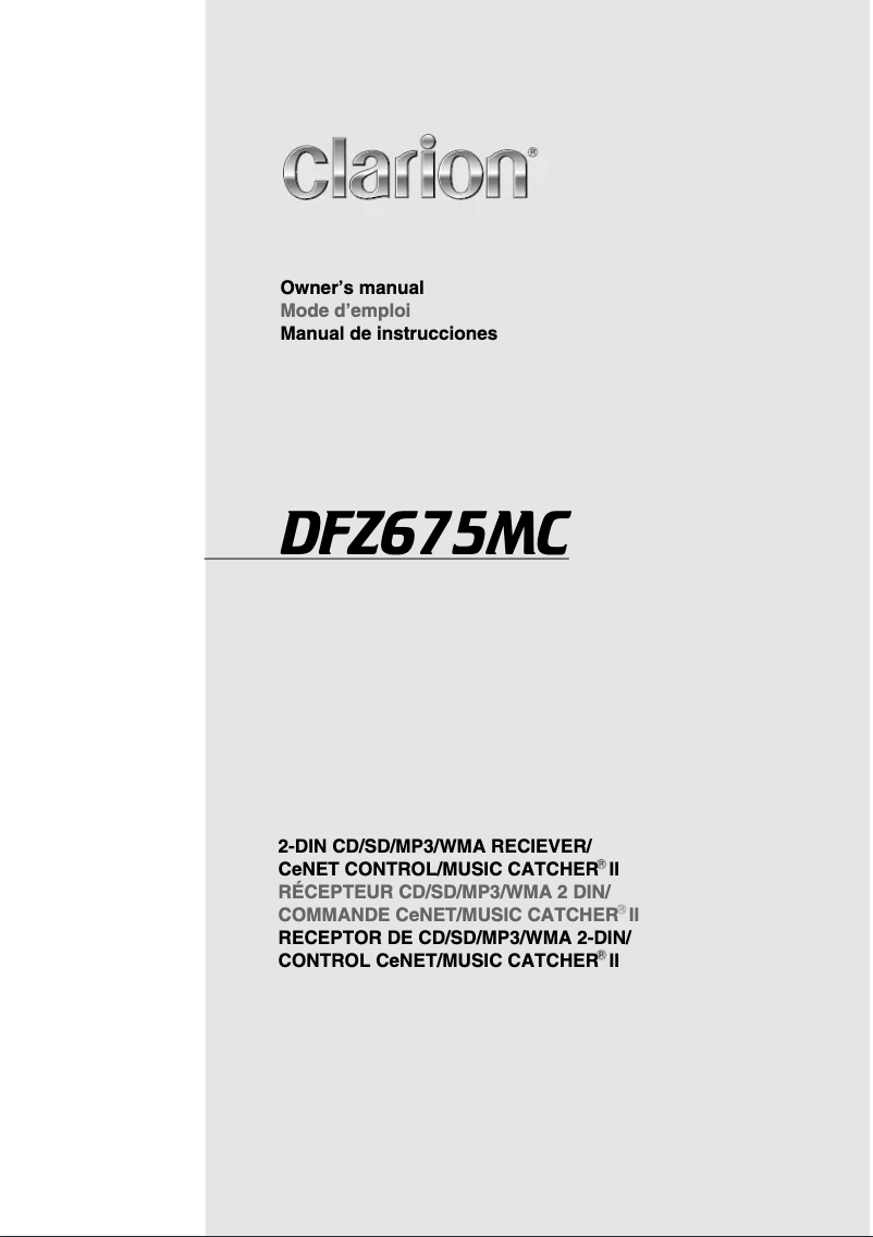 Page n°1 - Manuel utilisateur Clarion DFZ675MC