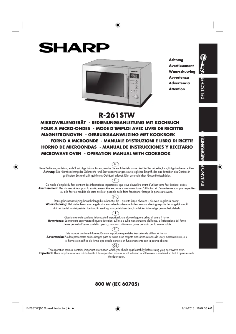 Page n°1 - Manuel utilisateur Sharp R-261STW