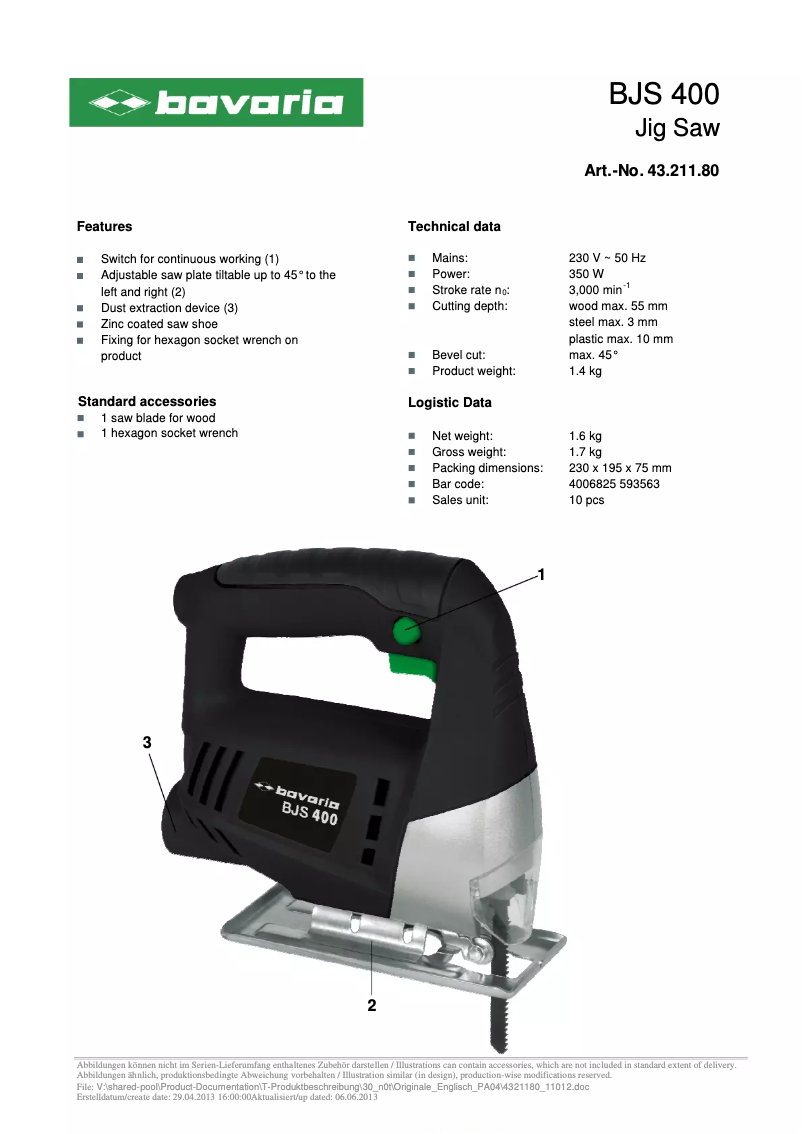Página 1 del manual Manual de usuario Bavaria BJS 400