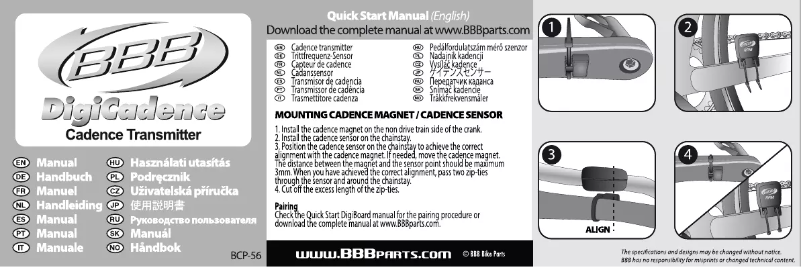 Page 1 de la notice Manuel utilisateur BBB DigiCadence BCP-56
