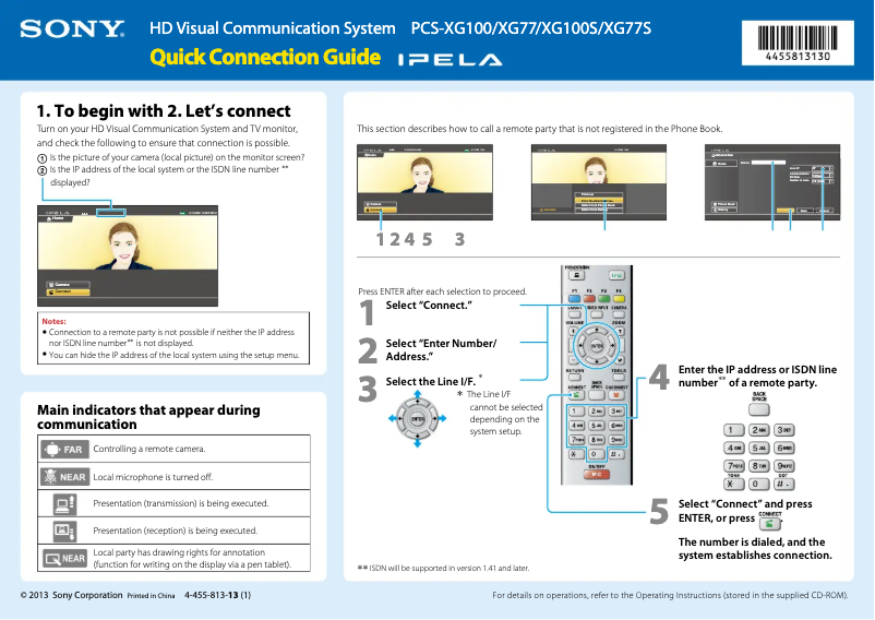 Image de la première page du manuel de l'appareil PCS-XG77