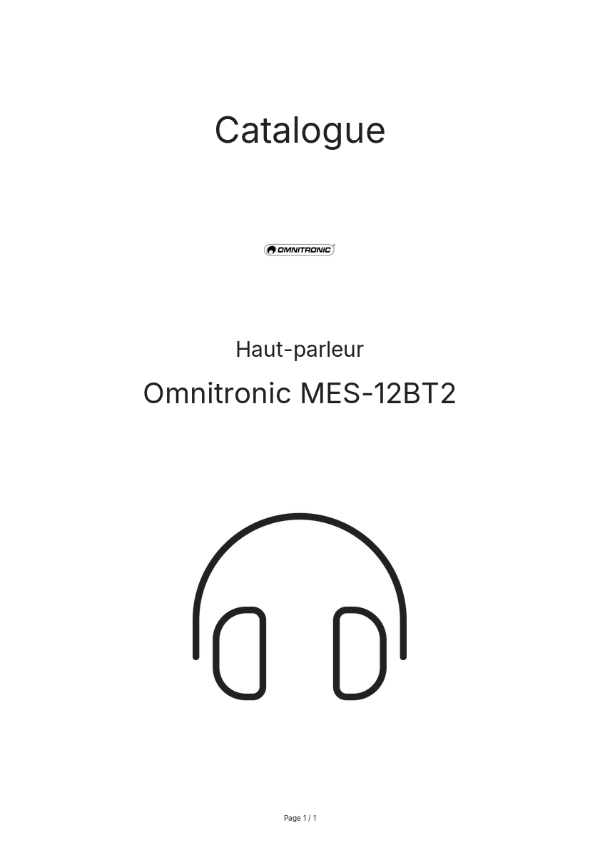 Page n°1 - Catalogue Omnitronic MES-12BT2
