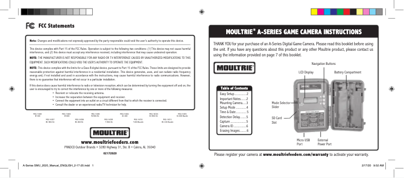 Page n°1 - Manuel utilisateur Moultrie AG-300