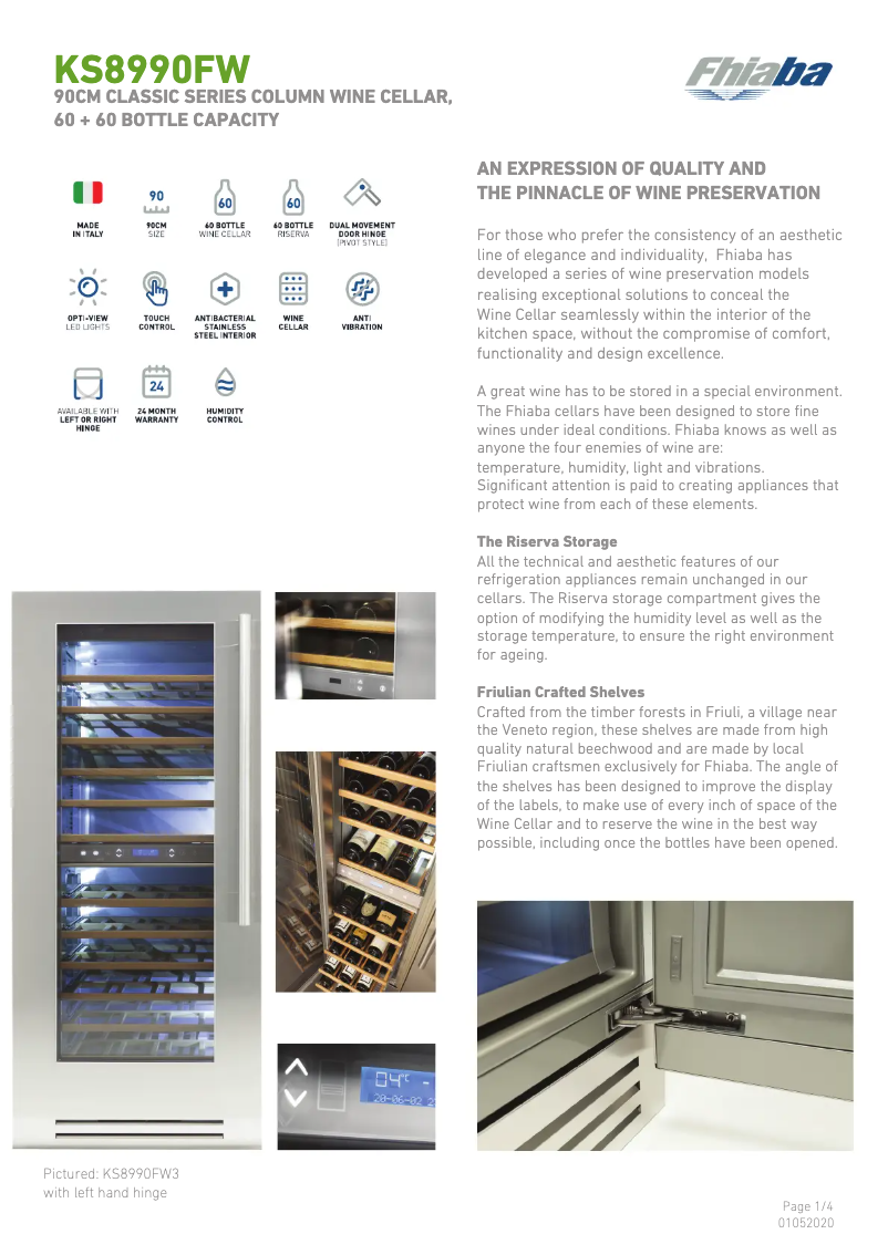 Page 1 de la notice Fiche technique Fhiaba KS8990FW3