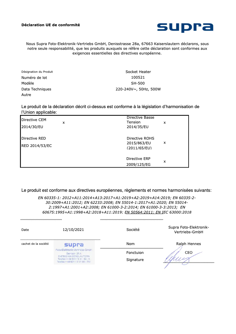 Page 1 de la notice Manuel utilisateur Maginon SH-500