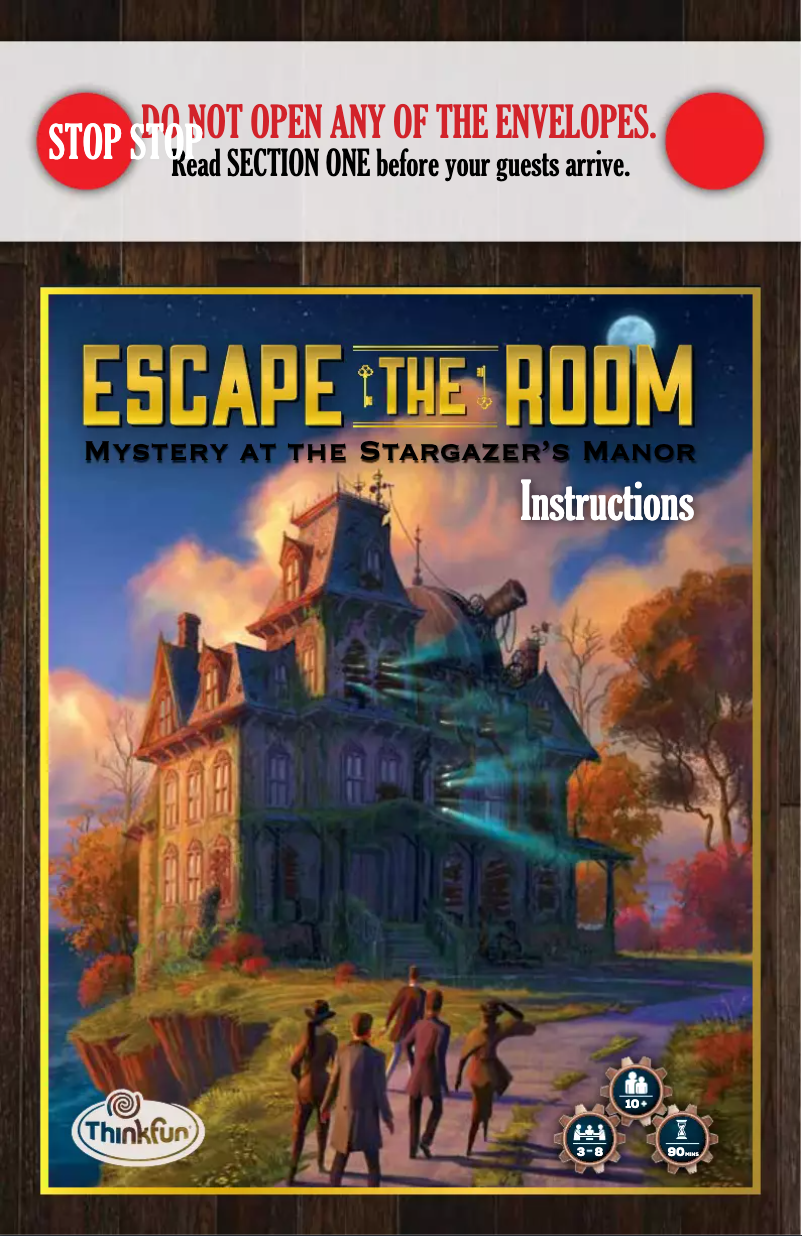 Page n°1 - Manuel utilisateur ThinkFun Escape the Room