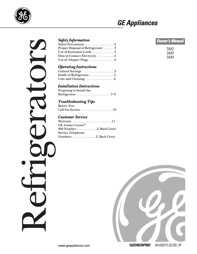 Image de la première page du manuel de l'appareil TAX2SNCWH