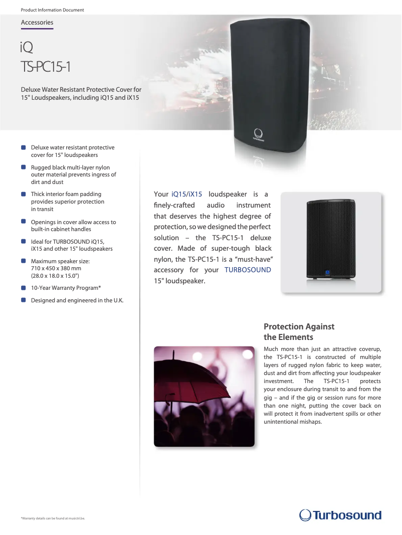 Página 1 del manual Ficha técnica Turbosound TS-PC15-1