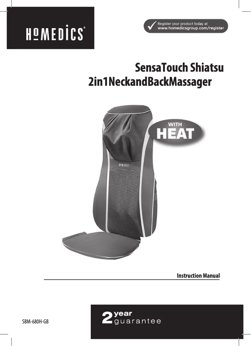 Page 1 de la notice Manuel utilisateur Homedics Shiatsu SBM-680H-GB
