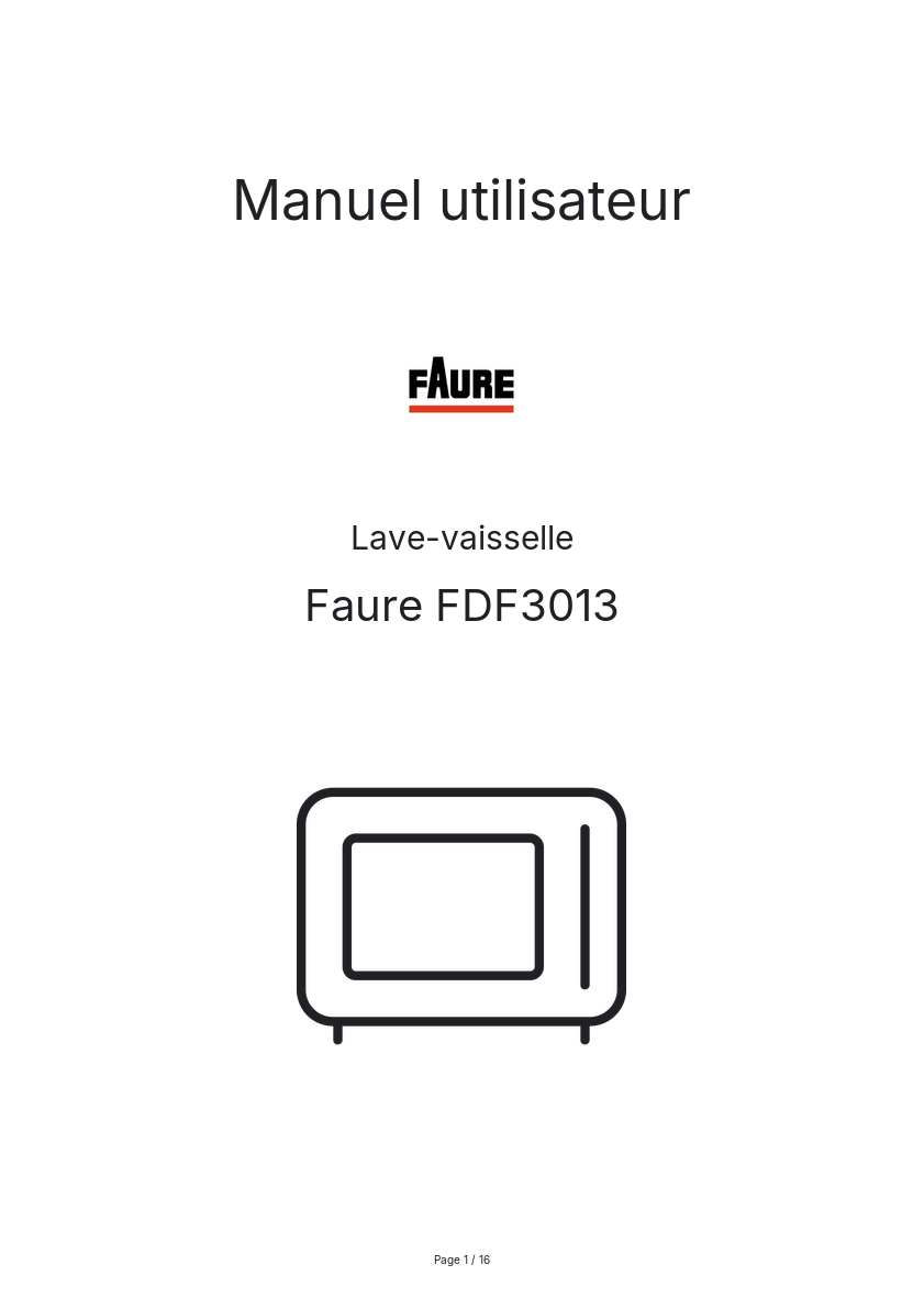 Page n°1 - Manuel utilisateur Faure FDF3013