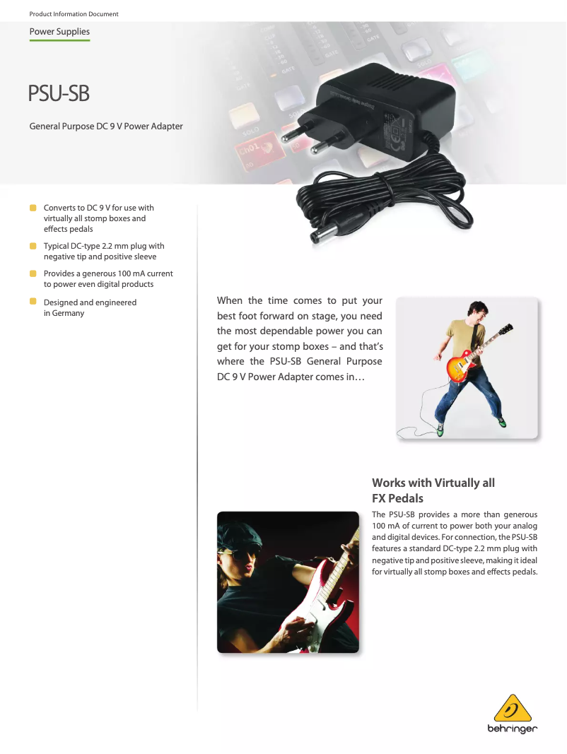 Image de la première page du manuel de l'appareil PSU-SB