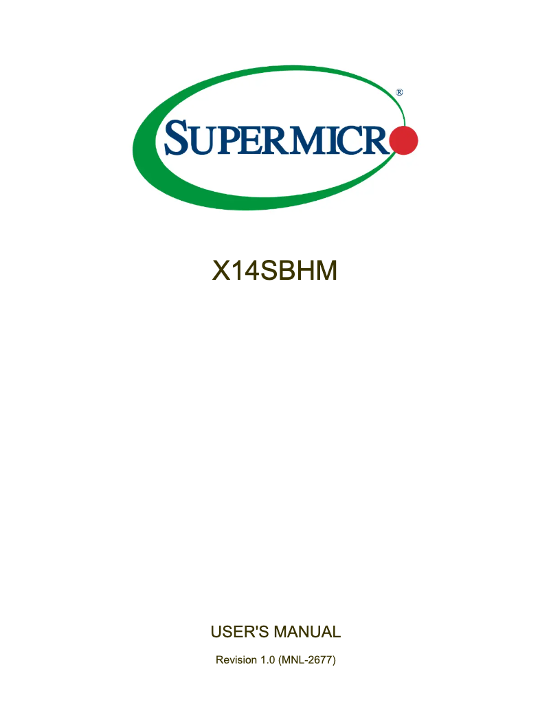 Page 1 de la notice Manuel utilisateur Supermicro X14SBHM