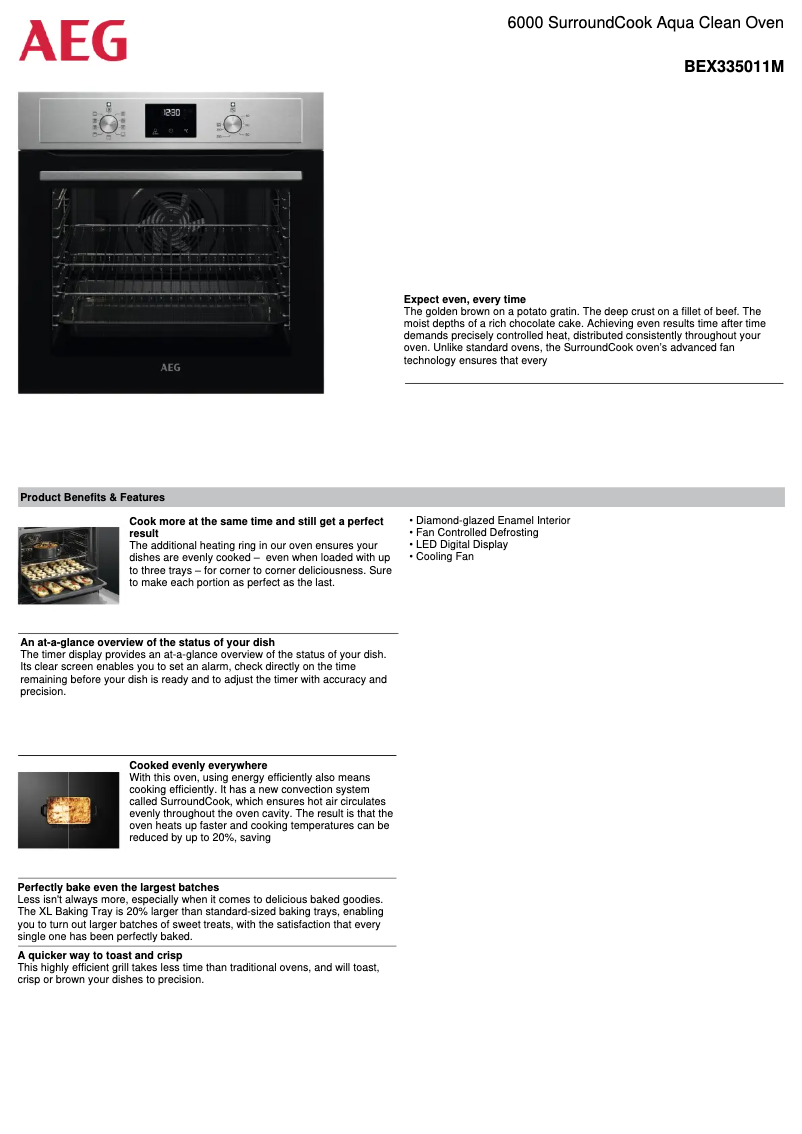Page 1 de la notice Fiche technique AEG BEX335011M