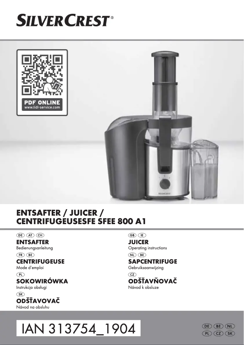 Page 1 de la notice Manuel utilisateur SilverCrest SFEE 800 A1