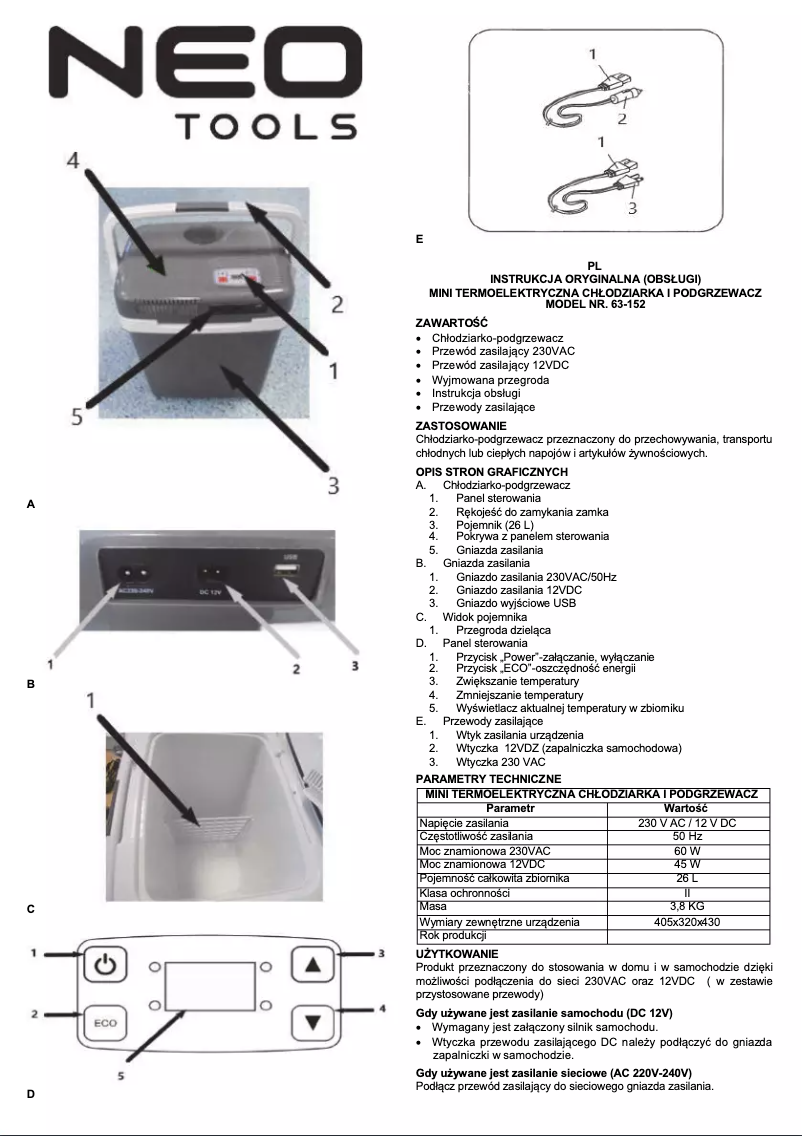 Page 1 de la notice Manuel utilisateur NEO tools 63-152
