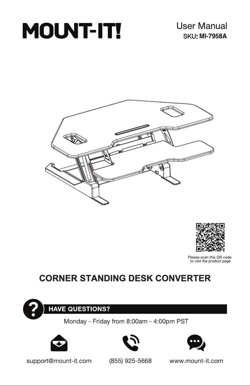 Page 1 de la notice Manuel utilisateur Mount-It! MI-7958A