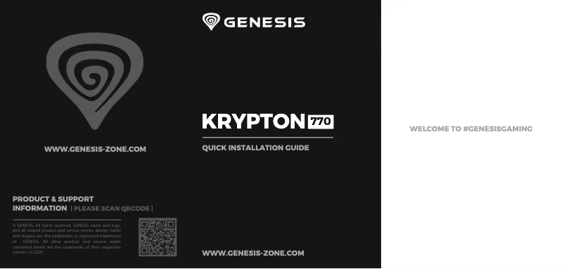 Page n°1 - Manuel utilisateur Genesis Krypton 770