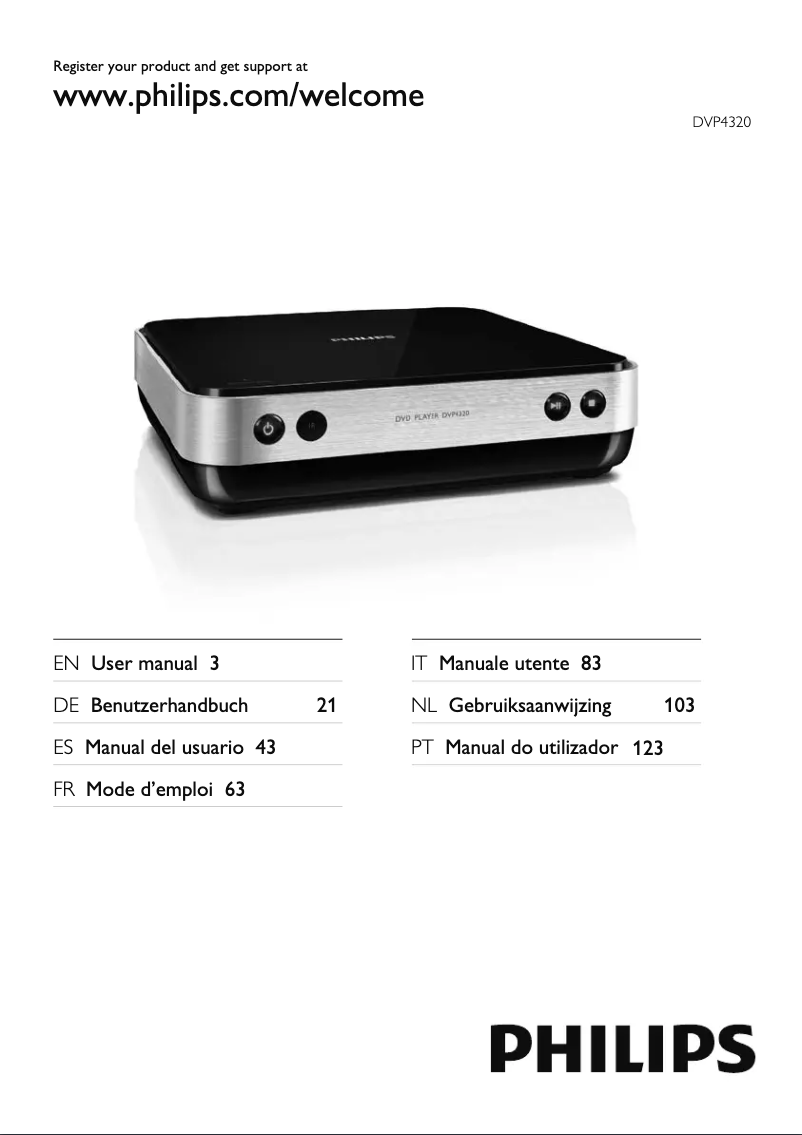 Page 1 de la notice Manuel utilisateur Philips DVP4320WH