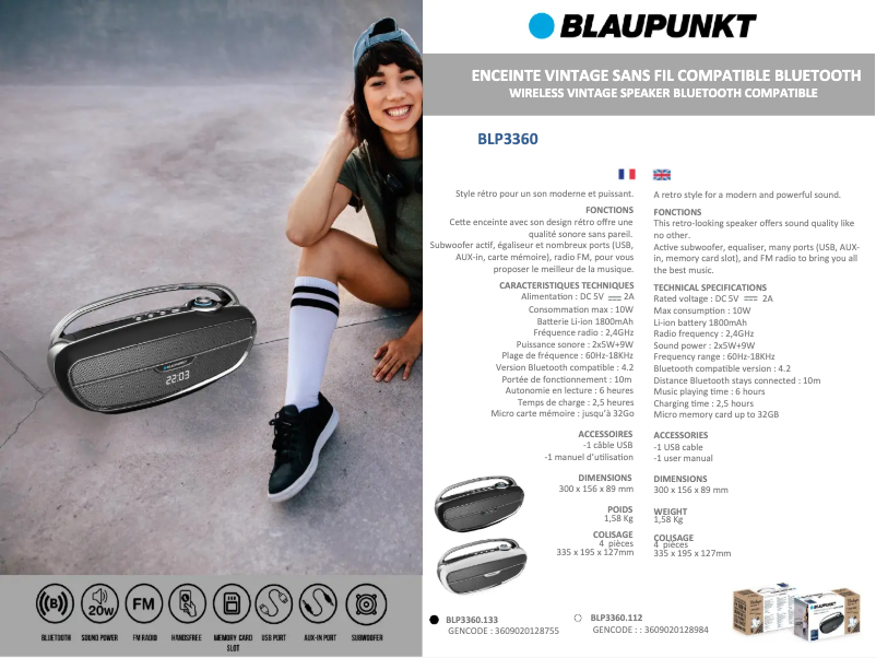 Page n°1 - Fiche technique Blaupunkt BLP3360