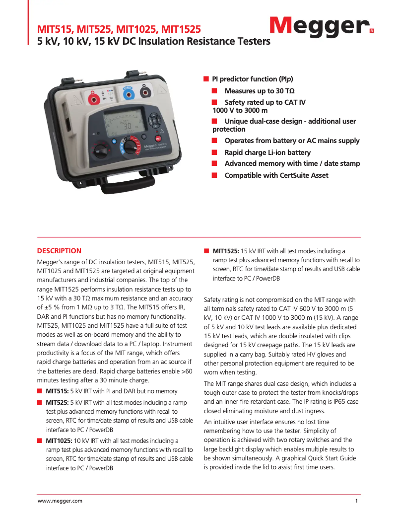 Image de la première page du manuel de l'appareil MIT1525